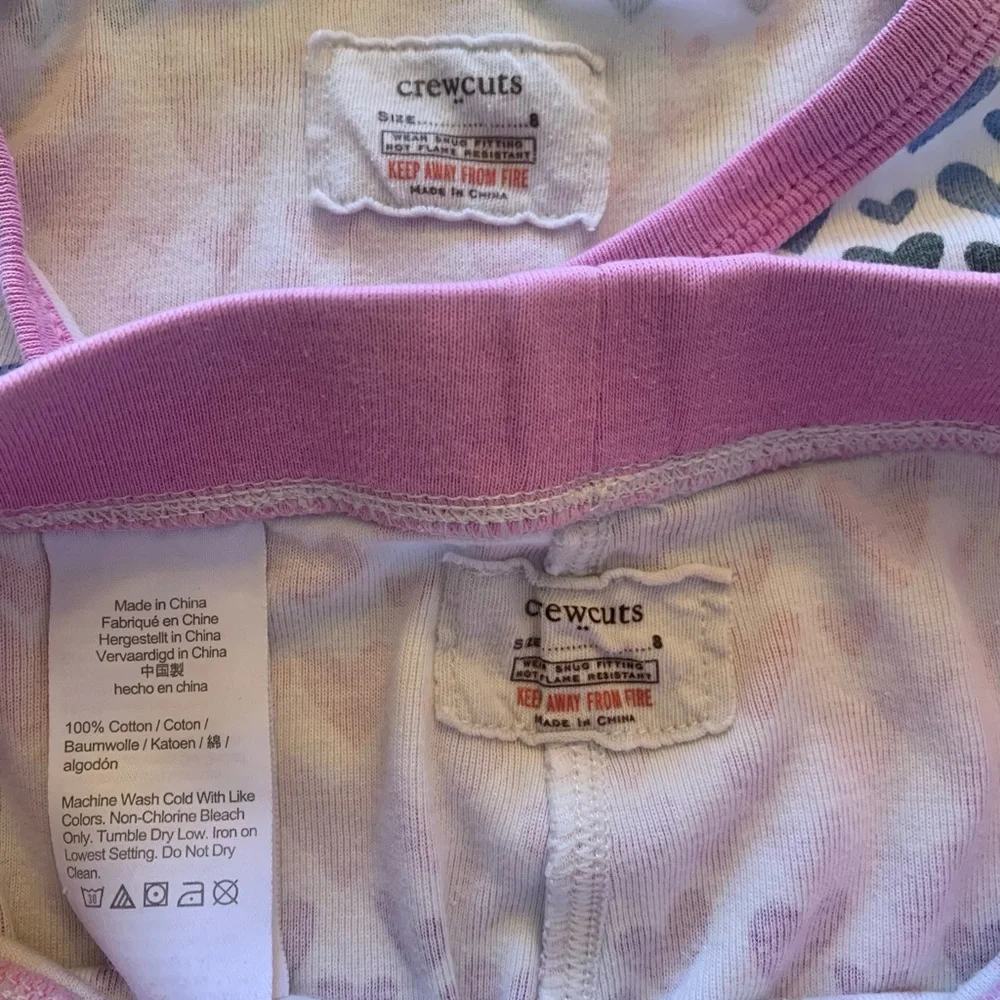 Crewcuts J.Crew Kids Pajama Sets Girls Size 8 Lot Long Sleeve 100% Cotton Hearts